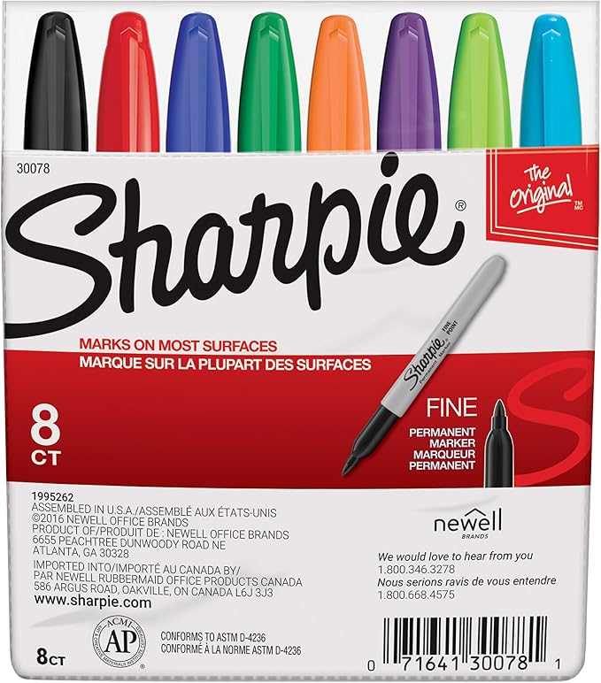Sharpie 30078 Permanent Markers, Fine Point, Classic Colors by Unknown