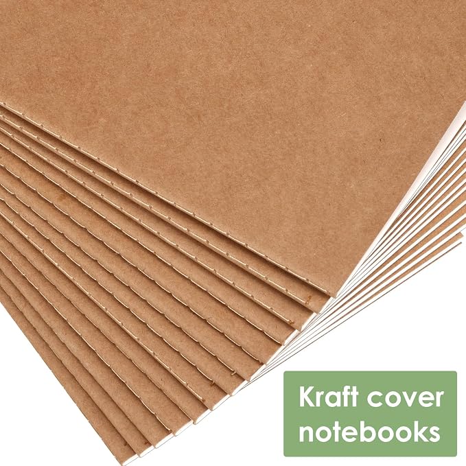 LABUK 100 Pack Lined Kraft Notebooks, A5 Journals Bulk, 8.3x5.5 Notebook Bulk - Image 3