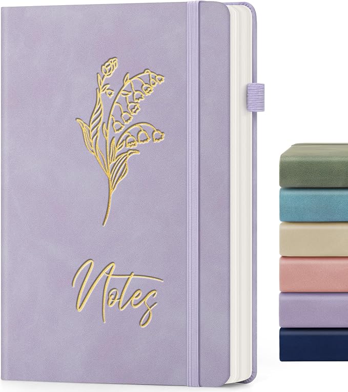 Lined Journal Notebook for Women Men, A5 Hardcover Leather Journals for Writing by ALKALO