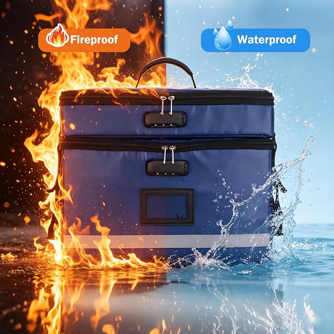 EXLIFBAG 2 Layer File Box with Lock, Portable Document Organizer Box with Handle - Image 5
