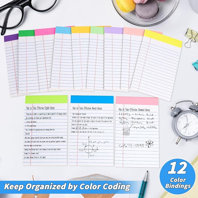 36 Pack Legal Pads Bulk, 5x8 Inch Rainbow Notepad, Note Pads Wide Ruled - Image 4