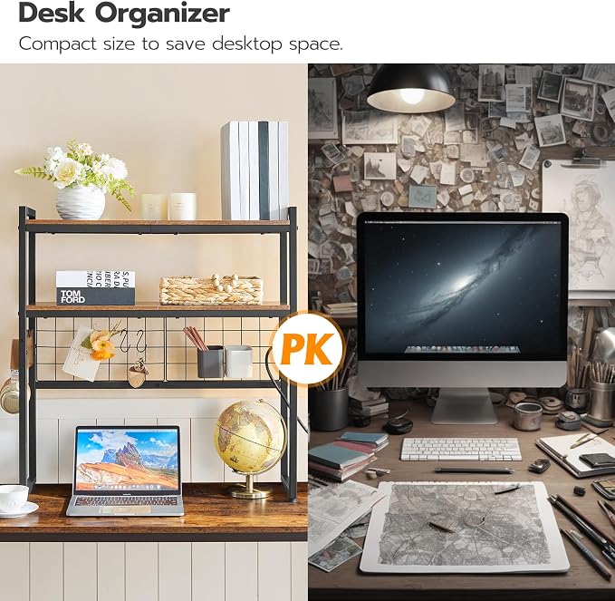 HOOBRO Desktop Bookcase, 2-Tier Desktop Organizer, 29.9" Wooden Office Storage - Image 8