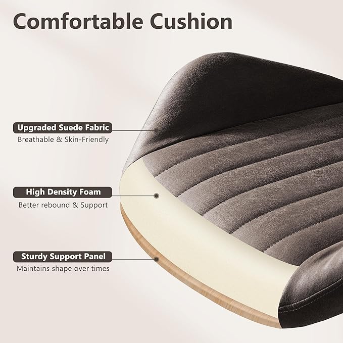 Mid Century Modren Office Chair - Mid Back Swivel Executive Chair with Lumbar Support,Ergonomic Computer Desk Chair with Wheels,Faux Lether Suede Task Chair,350lbs (Grey, Mid Back)-DeskLoop Office