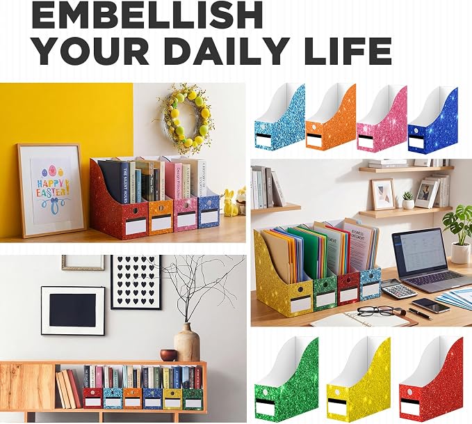 Jutom 32 Pcs Magazine File Holder Set Including Colored Foldable Desk File - Image 6