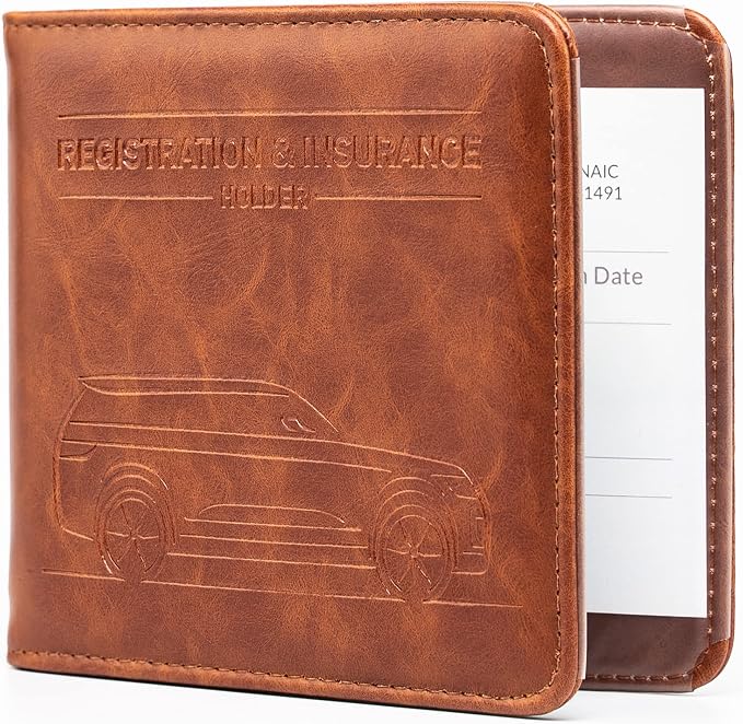 CANOPUS Car Registration and Insurance Holder, Magnetic Closure, Embossed Card by CANOPUS