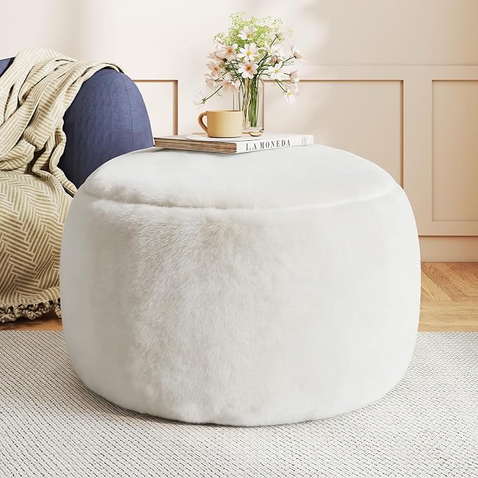 Gericco Round Pouf Ottoman Foot Rest, 29 X 18Inch Floor Poufs Footstool by Gericco