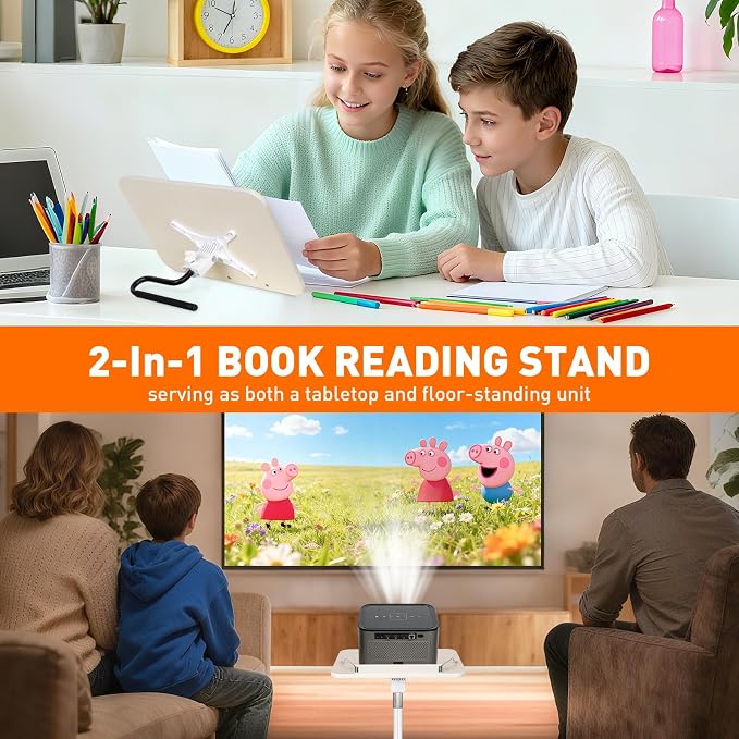 2-in-1 Floor Standing Book Stand, Foldable Book Holder - Image 2