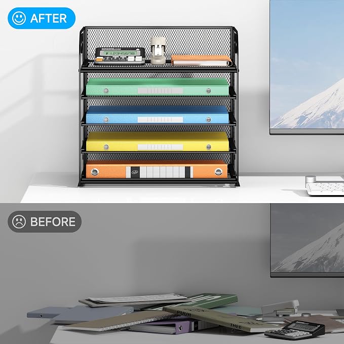 Lavatino 5 Tray Desk File Organizer, Desktop File Organizer and Storage - Image 4