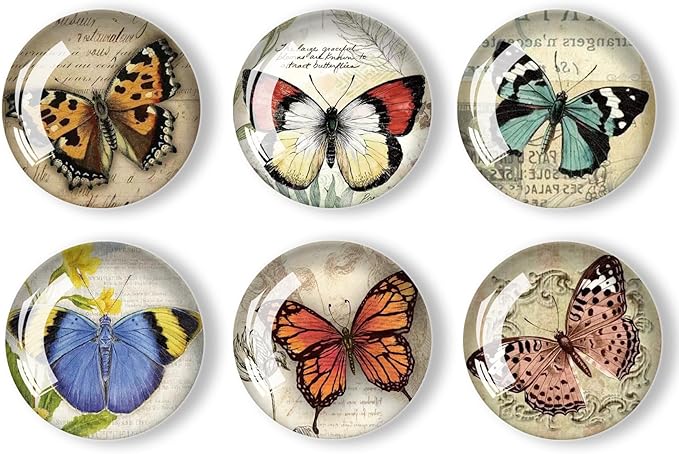 12Pcs Glass Refrigerator Magnet Fridge Sticker,Butterfly Fridge Magnets Decoration for Crafts,Strong Fridge Magnets for Kitchen, School,Office Whiteboard, Cabinet and Dishwasher-DeskLoop Office