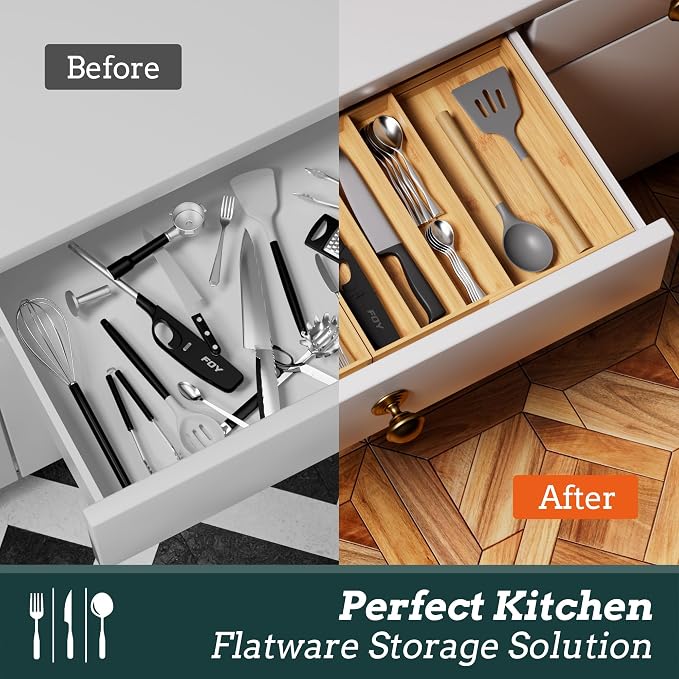 Silverware Organizer Large, Magnetic Connected Expandable 11 Slots Silverware - Image 7