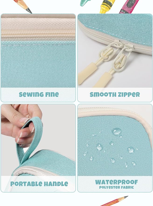SUNEE Cute Pencil Case, Aesthetic Pen Pouch, Colored Large Pencil Bag - Image 6