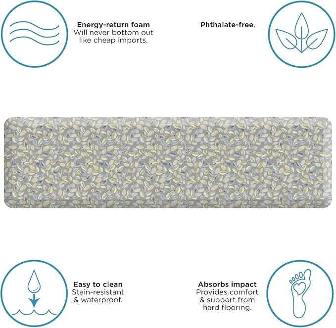 GelPro Anti-Fatigue Designer Comfort Kitchen Floor Mat Orchard Grey Lake 20x72-DeskLoop Office