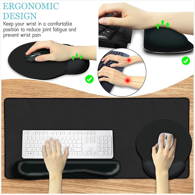 LIMKRIAN Black Mouse Pad Set Large Desk Matt - Image 3