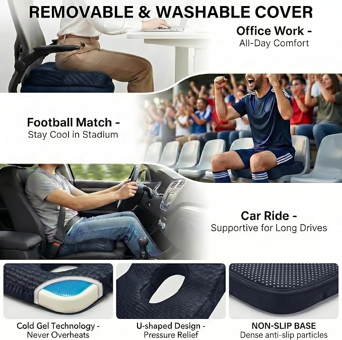 Gel Seat Cushion for Office Chair, Memory Foam - Image 5