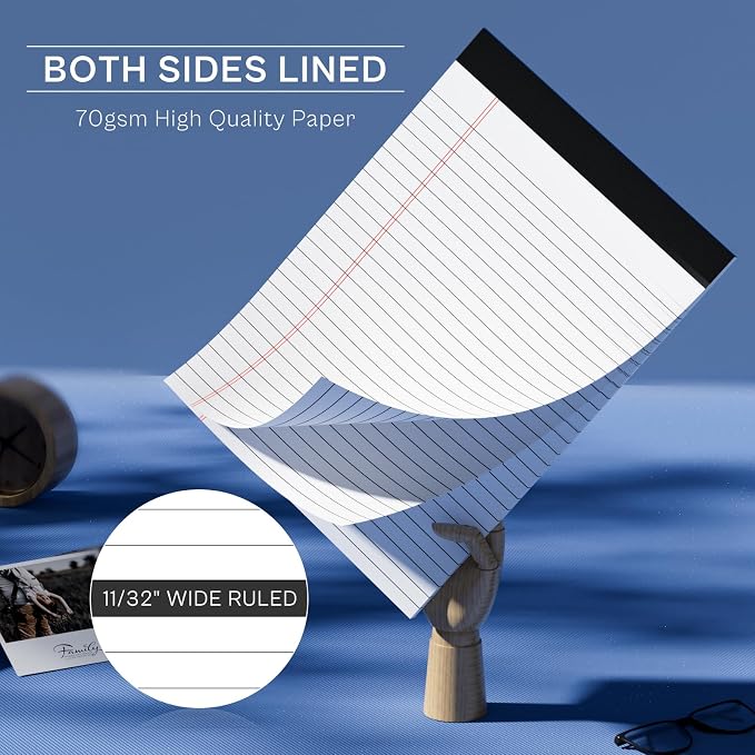 Legal Pads 8.5 x 11, Writing Paper Tablets 8-1/2 x 11, 6 Pack White Note Pads - Image 3