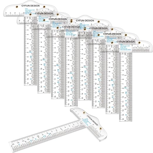 20PCS 6 Inches/15cm Acrylic Clear T-Square Ruler, Inches and Metric, T Square by BAOFALI