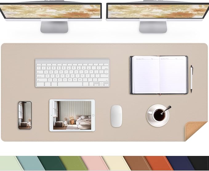 AFIING Leather Desk pad Protector, Large Non-Slip Office Desk Mat by AFIING