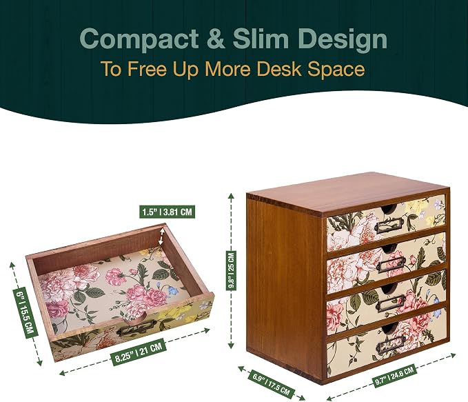 4-Drawer Vintage Desk Organizer - Image 2
