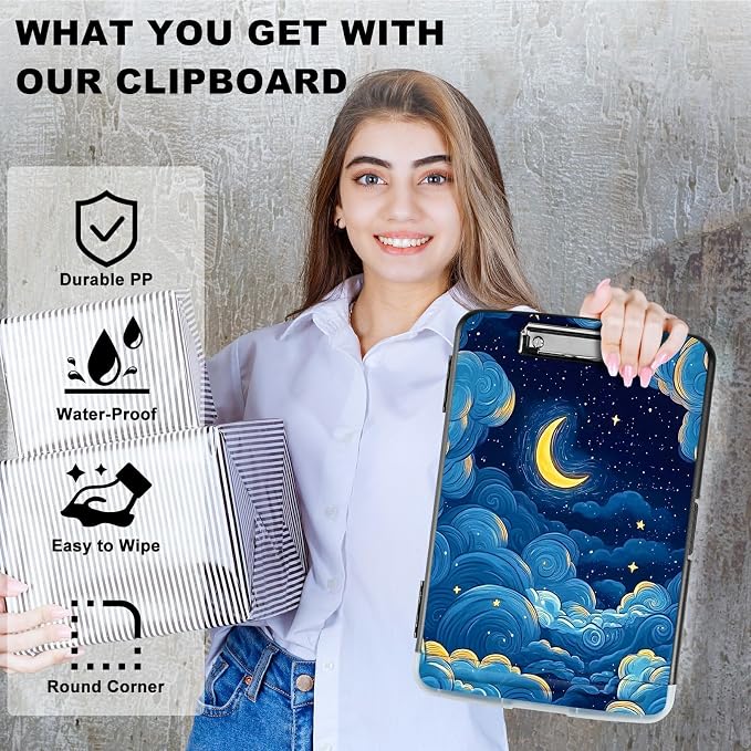 Moon Blue Clouds A4 Clipboard - Image 2