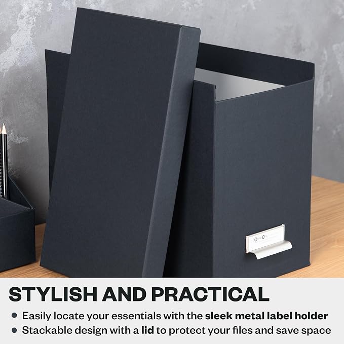 Bigso John Fiberboard Label Frame Desktop File Storage Box - Image 6