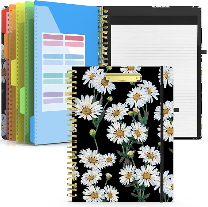 Sooez Clipboard Folio with Refillable Notepad, Folder with 10 Storage Pockets by Sooez