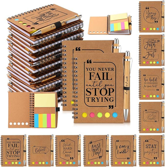 Tenceur Back to School Inspirational Gifts Bulk Employee Appreciation Spiral Notebook with Journals Sticky Note Pen Motivational Thank You Gifts for Teacher Students Team Coworkers Staff(30 Sets)-DeskLoop Office