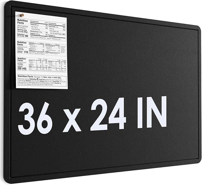 MaxGear Large Bulletin Board 36" x 24", Foldable Felt Board Vision Board Supplies, Cork Board for Office, Home, School, Small Pin Boards for Walls Decorative Display Board Black-DeskLoop Office
