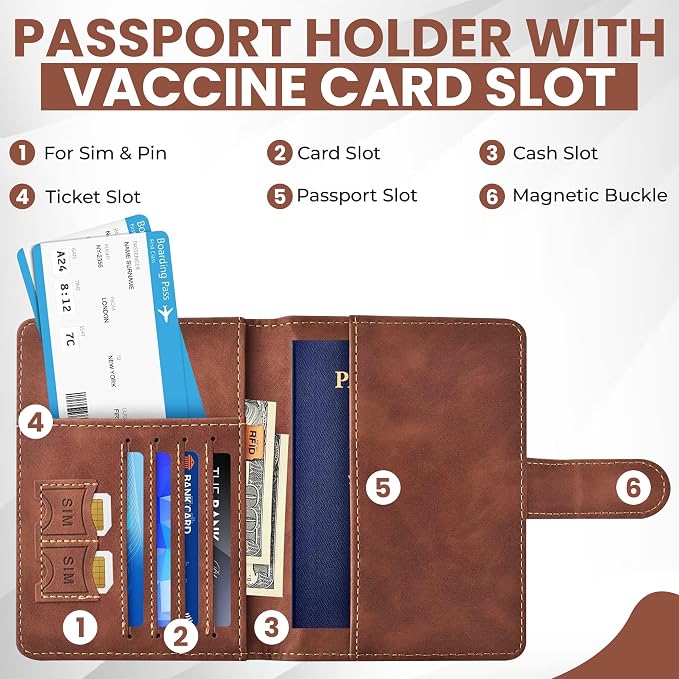 Passport Holder for Travel Essentials, Passport Wallet Cover Case for Travel - Image 3