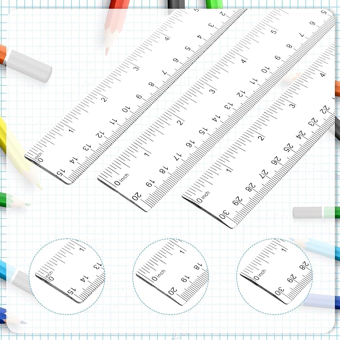 3 Pack 6 Inch 8 Inch 12 Inch Ruler Set Plastic Straight Ruler Transparent - Image 2