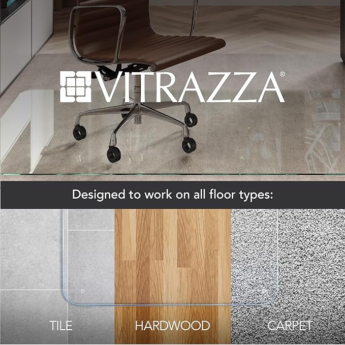 Vitrazza Glass Chair Mat 42” x 48” Superior ¼ Thick, Chiaro Standard Clear - Image 5
