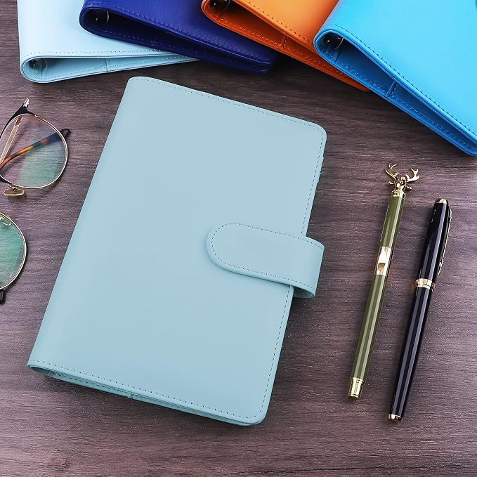 Antner A6 PU Leather Notebook Binder Refillable 6 Ring Budget Binder - Image 6