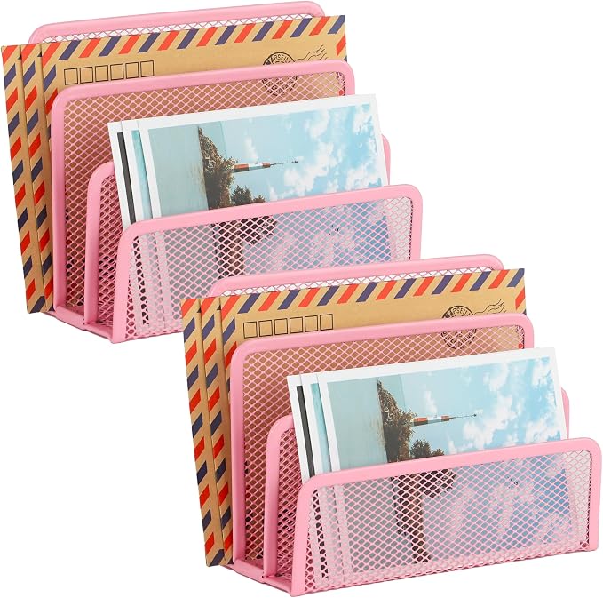 EASEPRES Desk Mail Organizer, Office Small Desktop Metal Mesh Envelope Letter by EASEPRES