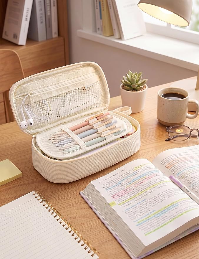 SUNEE Cute Pencil Case, Large Pencil Pouch, Aesthetic Big Pencil Bag - Image 8