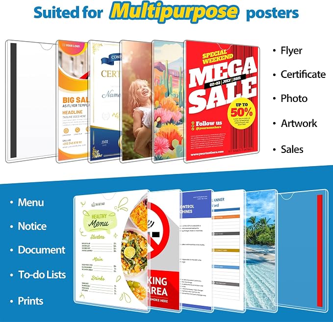 Magnetic Sign Holder 8.5 x 11 Wall Sign Holder 5Pack, Rigid Plastic Door Sign - Image 7
