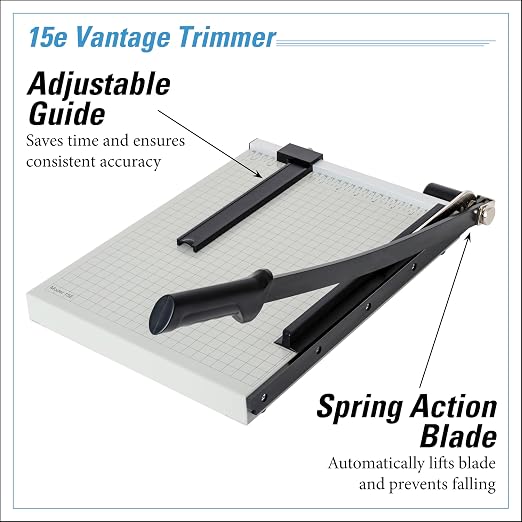 Dahle 15e Vantage Paper Trimmer, 15 Sheet, Automatic Clamp, Adjustable Guide - Image 2