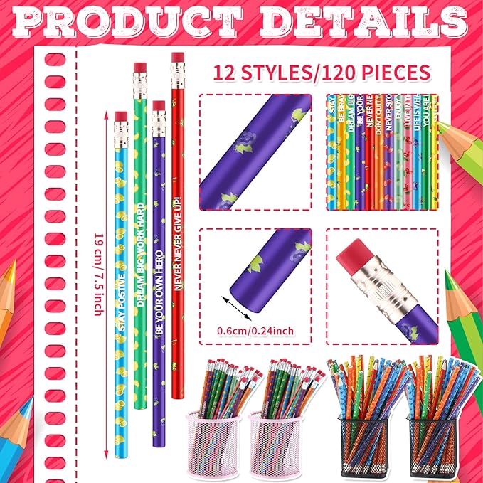 120 Pcs Scented Pencils Bulk for Kids Inspirational Motivational Cute Fun Fruit Wood Smelly Graphite Pencils with Erasers for School Classroom Office Students Girls Boys Gifts Supplies-DeskLoop Office