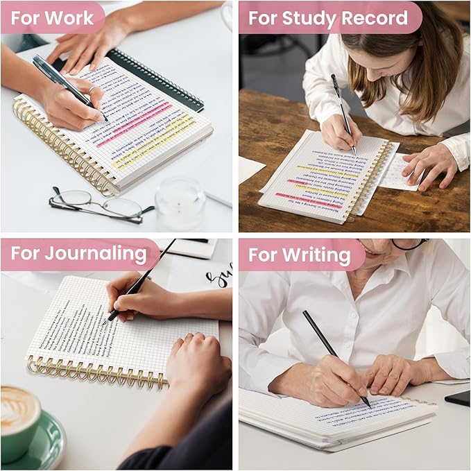 Spiral Graph Paper Notebook Journal for Work, 300 Pages, Thick B5 (7.1"x10") Grid Journals for Women & Writing, Hardcover Notebook for Note Taking, Perfect for Work School Note Taking Business, Floral-DeskLoop Office