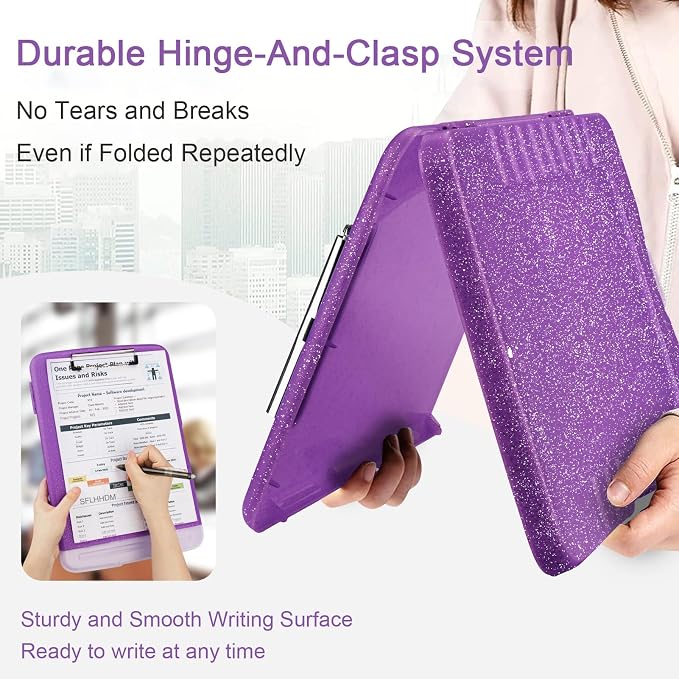Glitter Clipboard with Storage, Storage Clipboard with Pen Holder, A4 Binder - Image 4