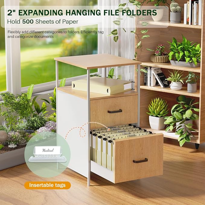 Plastic Hanging File Folders Letter Size, 12 Pack Yellow File Folders Hanging - Image 3
