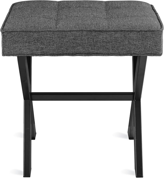 LUE BONA Vanity Stool, Square Linen Makeup Stool - Image 9
