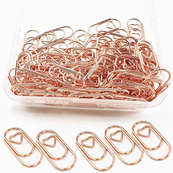 120 PCS Gold Heart Shaped Paper Clips 0.78inch Small Paper Clips Cute Mini by HCwelli