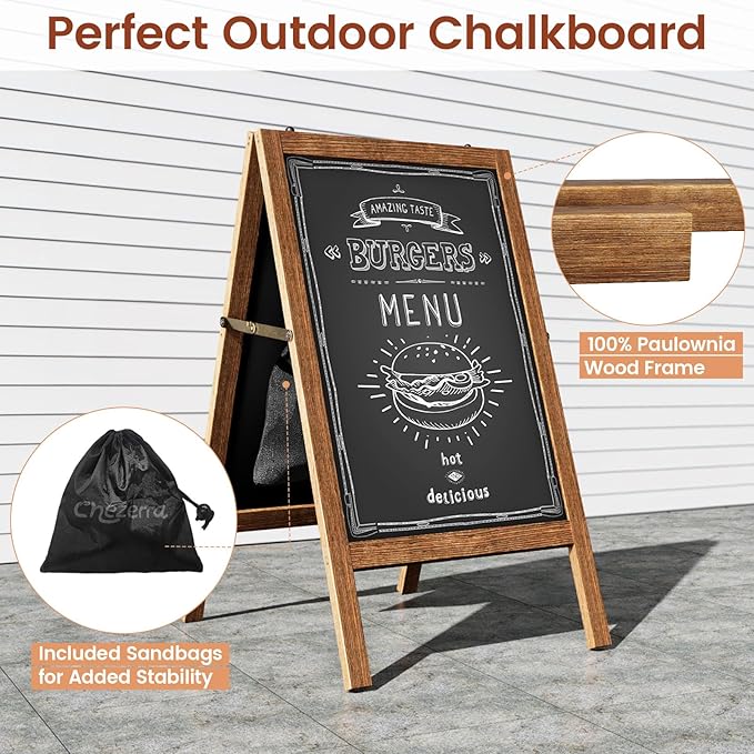 Chezerra A Frame Chalkboard Sign, Wooden Standing ChalkBoards Set - Image 6