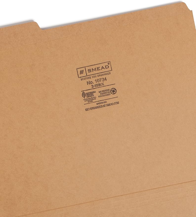 Smead File Folder, Reinforced 1/3-Cut Tab, Letter Size, 100 Per Box - Image 3