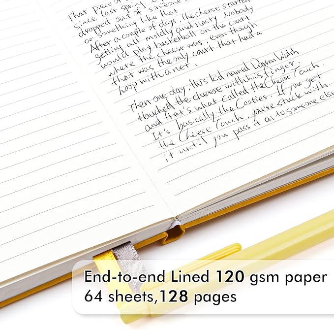 12 Pack Notebooks Journals Bulk with 12 Black Pens, Feela A5 Hardcover Notebook Classic Ruled Journal Set with Pen Holder for School Business Work Travel Writing, 120 GSM, 5.1”x8.3”, Yellow-DeskLoop Office