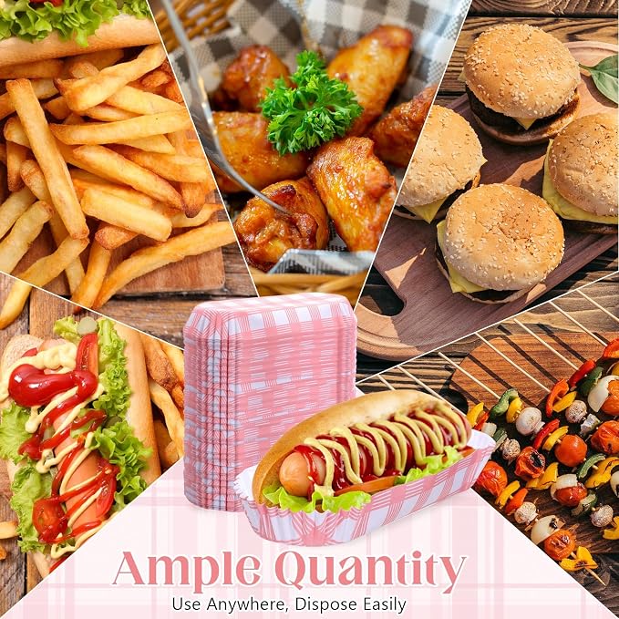 Yinkin 300 Pcs Paper Hot Dog Trays Valentine's Day 6 Inch Food Trays Concession - Image 4