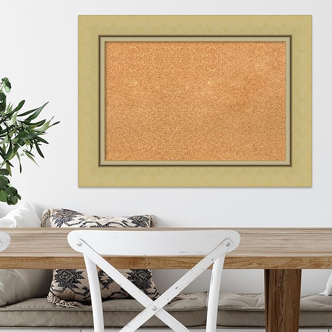 Amanti Art Natural Cork Board for Wall, 22x30 Vision Board with Gold Frame, Medium Corkboard Office Decor for Home Organization, Casual Corkboard Pinboard to Display Items for Home Organization in-DeskLoop Office