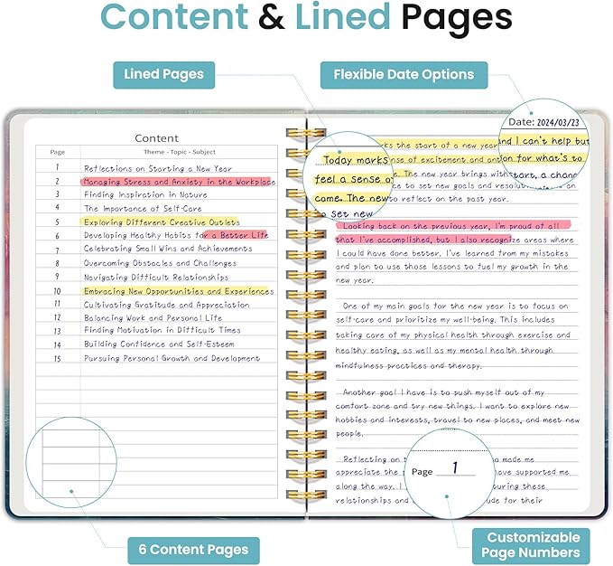 Lined Spiral Notebook Journal for Work, 300 Pages Thick B5 (7.1"x10") College Ruled Journal for Women & Writing, Hardcover Notebook for Note Taking, Perfect for Office Home School Supplies, Sunset-DeskLoop Office