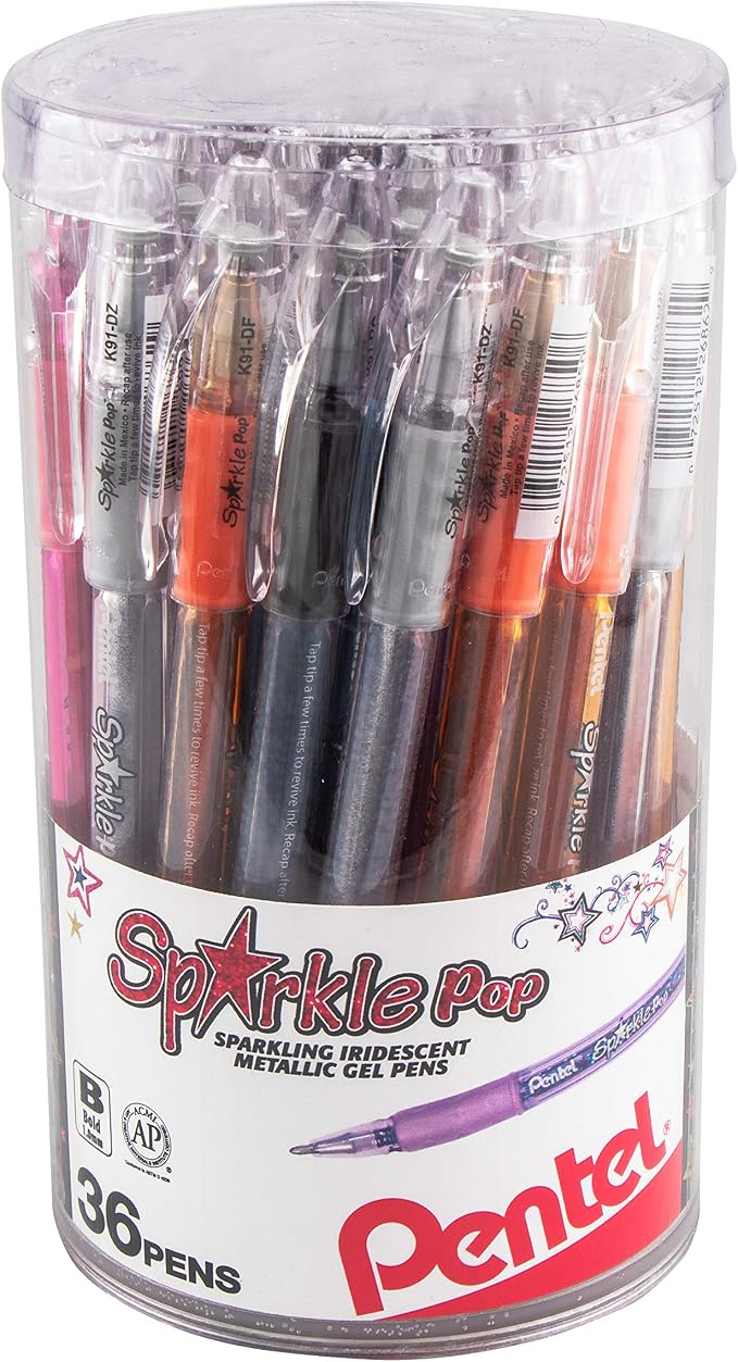 Pentel Sparkle Pop Iridescent Gel Pens, Bold Lines - Image 2