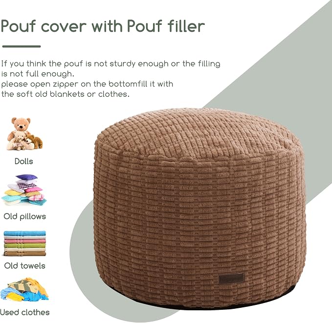 HIGOGOGO Pouf Ottoman Stuffed Round Modern Foam Filled Foot Rest Poufs - Image 8