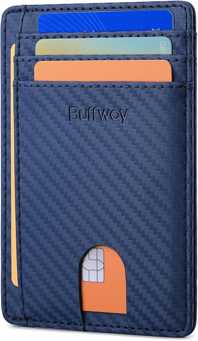 Buffway Slim Minimalist Front Pocket RFID Blocking Leather Wallets by Buffway